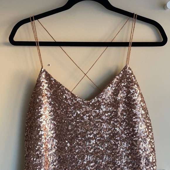 Zara rose gold sequin midi dress - Picture 3 of 10